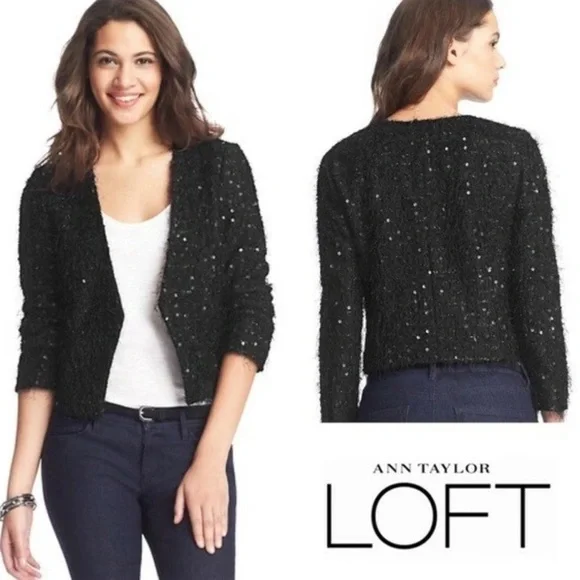 NWT Ann Taylor LOFT Women's Black Textured Blazer Size 8 - Picture 1 of 12